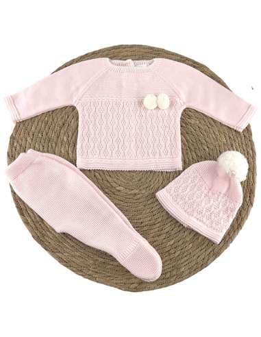 107006 BABY SET IN WOOL PINK