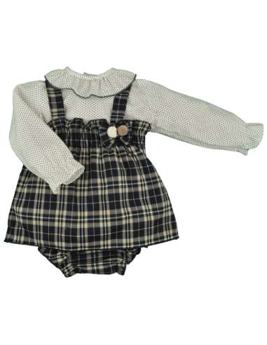 24702 VESTIDO CUADROS CON CAMISA TOPITOS BABY FERR