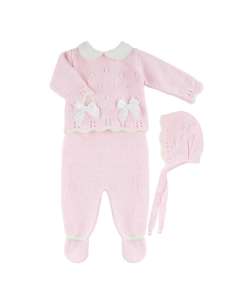 DF4000 PINK WOOL SET WITH TWO BOWS