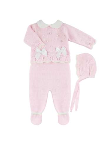 DF4000 PINK WOOL SET WITH TWO BOWS