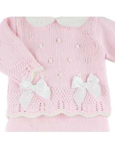 DF4000 PINK WOOL SET WITH TWO BOWS 2