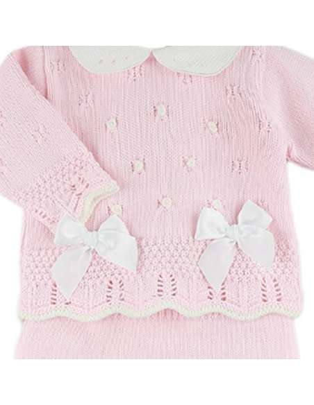 DF4000 PINK WOOL SET WITH TWO BOWS