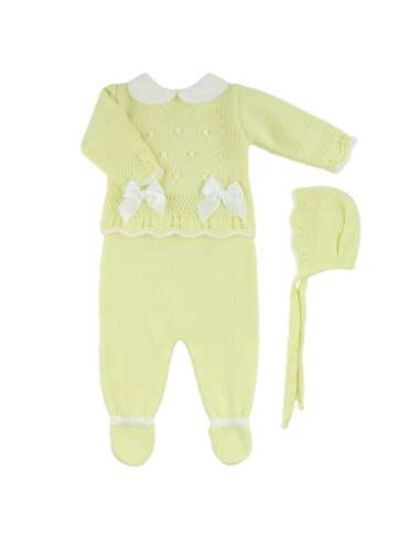 DF4002 YELLOW WOOL SET WITH TWO BOWS