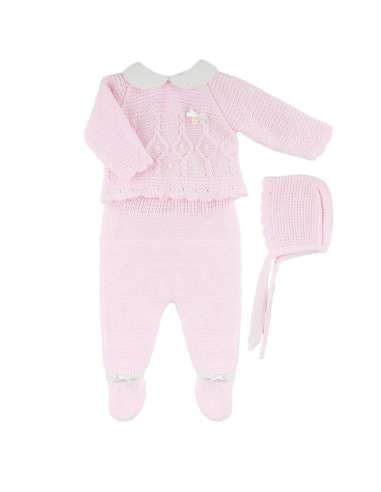 DF4012 PINK WOOL SET WITH BOWS