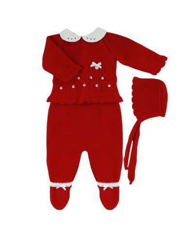 DF4016  RED WOOL SET WITH BOWS