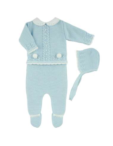 DF4017  LIGHT BLUE WOOL SET WITH POMPONS