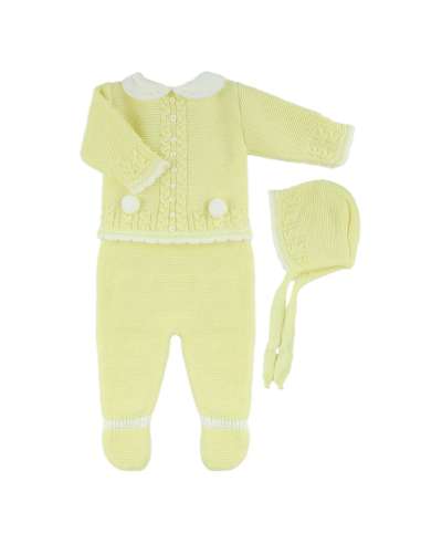 DF4019  YELLOW WOOL SET WITH POMPONS