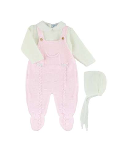 DF4030 PINK WOOL OVERALL WITH BOWS