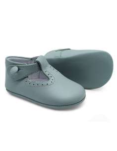 T-Bars Baby soft sole in leather with botton 850B Turquoise 2