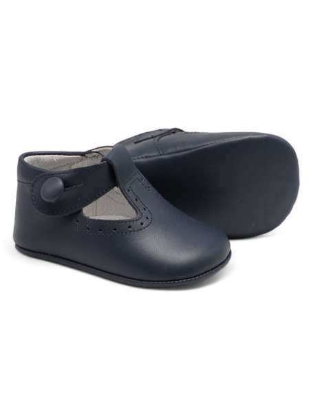 Pepito de Bebé en piel con cierre de botón 850B Navy