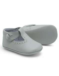 Pepito de Bebé en piel con cierre de botón 850B Gris 2