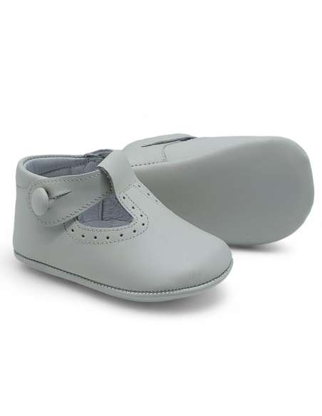Pepito de Bebé en piel con cierre de botón 850B Gris