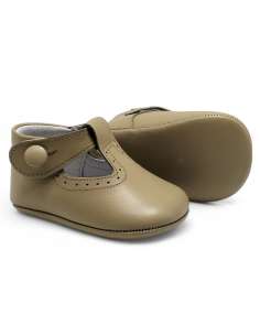 Pepito de Bebé en piel con cierre de botón 850B Camel 2