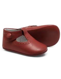 Pepito de Bebé en piel con cierre de botón 850B Rojo 2