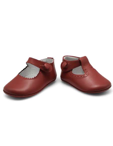 Pepito de Bebé en piel con cierre de botón 850B Rojo