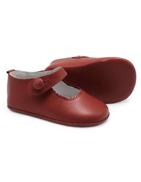 Merceditas de Bebé en piel con cierre de botón 712B Rojo