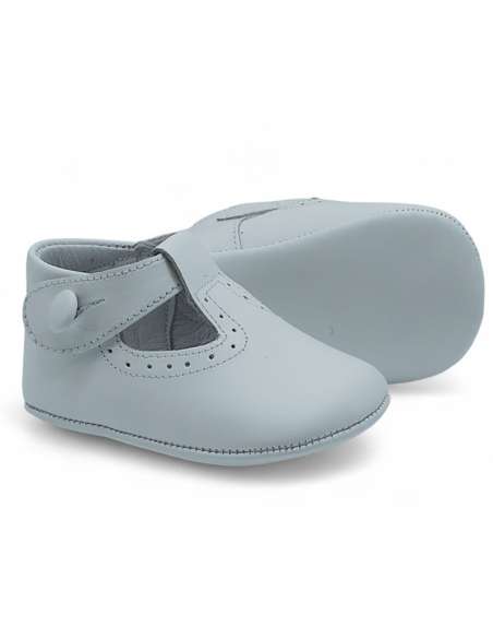 Pepito de Bebé en piel con cierre de botón 850B Blanco