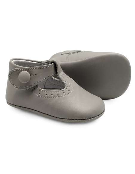 Pepito de Bebé en piel con cierre de botón 850B Beig