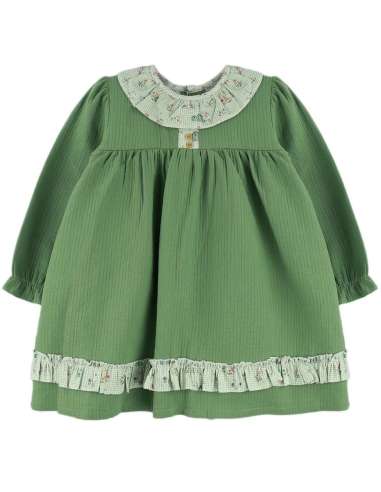 24659 VESTIDO VERDE VOLANTE CUADROS BABY FERR