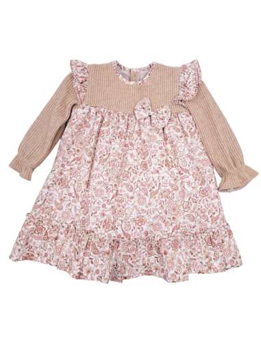 24671 BABY DRESS FLOWERS BEIG BABY FERR