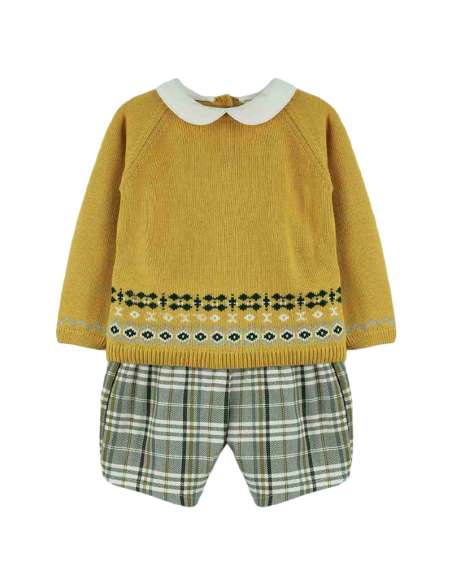 324273 CONJUNTO NIÑO DOS PIEZAS PUNTO MOSTAZA Baby Ferr