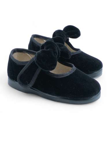 Mary Janes in Velvet with bow Condiz 155T black