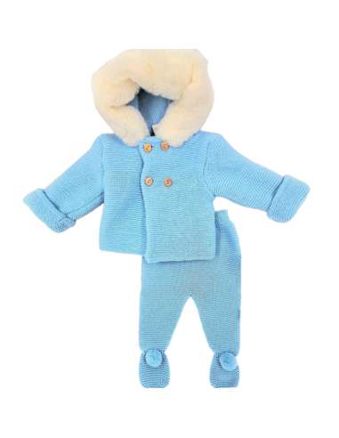 560.12 BLUE WOOL BABY SET TWO PIECES BRAND BABY FASHION