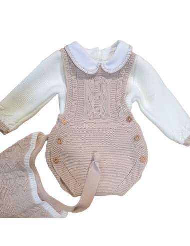 25126 BEIGE WOOL BABY  SET THREE PIECES BRAND GLORY