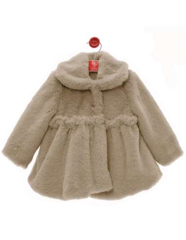 4991 BEIGE  GIRLS FUR COAT BRAND DEL SUR