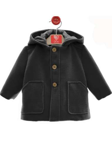 3995DS GREY  BOY COAT WITH HOOD BRAND DEL SUR