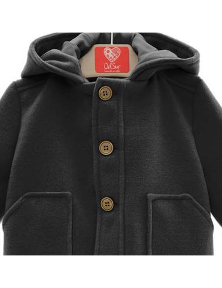 3995DS GREY  BOY COAT WITH HOOD BRAND DEL SUR