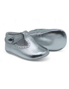 Pepito de Bebé en piel con cierre de botón 850B Plata 2