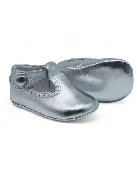 Pepito de Bebé en piel con cierre de botón 850B Plata