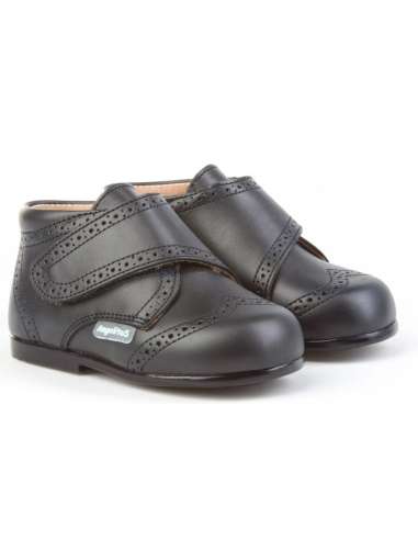 Boots in Leather with Velcro Angelitos 632 Navy