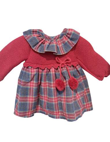 526.3 BABY DRESS. GARNET CHECKS. BABY FASHION