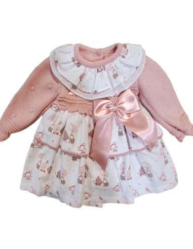 526.4 BABY DRESS. ANIMAL TRAIN. BABY FASHION