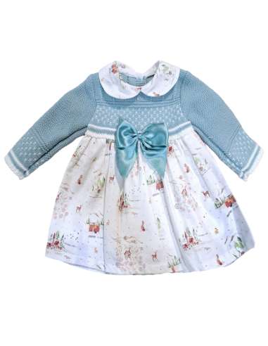 526.5 BABY DRESS. MOUNTAIN ANIMALS. BABY FASHION