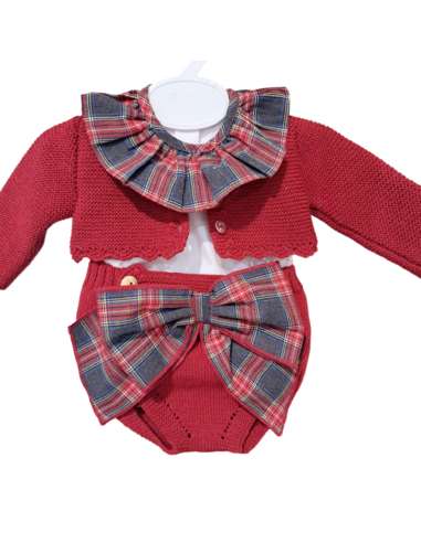 531.3 CONJUNTO PARA BEBE. GRANATE CUADROS. BABY FASHION