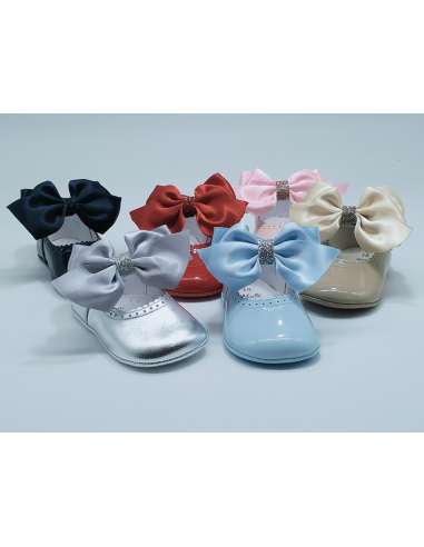 PRAM SHOES IN PATENT 712C Gitter bows