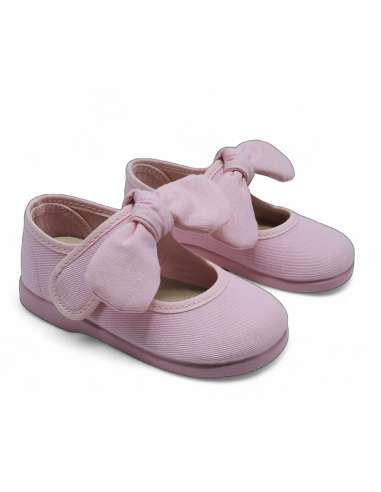 Mary Janes in Linen with bow Condiz 155 Pink