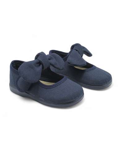 Mary Janes in Linen with bow Condiz 155 Navy