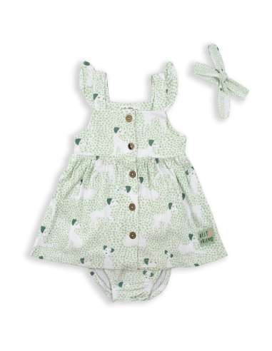 51009 VESTIDO Y BRAGA BEBE NIÑA CON CINTA  MARCA BABYBOL