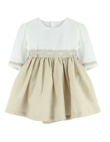 025530 Beige Vestido Niña Paris MARCA BABYFERR