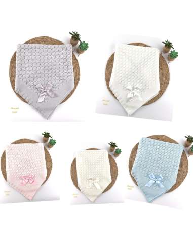 9481 KNITTED BABY SHAWL WITH BOW BRAND ALMA