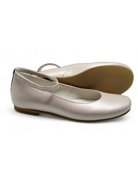 02141 Ceremony girl shoes in Leather Condiz Nácar Pink