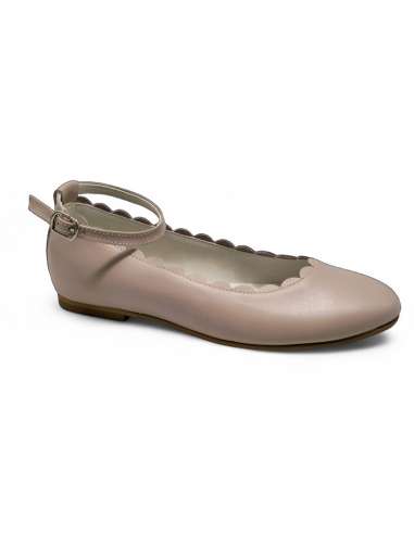 02115 Ceremony girl shoes in Leather Condiz Nácar Pink