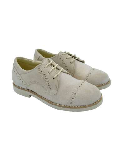 020335 Boys shoes in suede and linen Yowas Beig