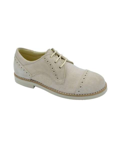 020335 Mocasin De Ceremonia en serraje y lino Yowas Beig