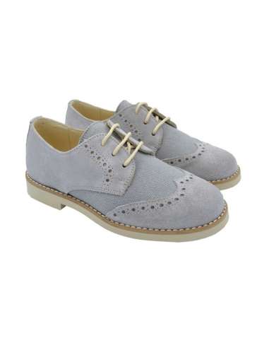 020334 Boys shoes in suede and linen Yowas Grey