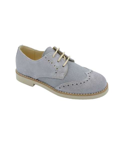 020334 Boys shoes in suede and linen Yowas Grey